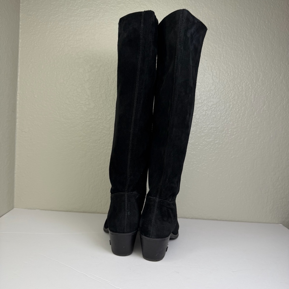 Sam Edelman Women’s Black Suede Knee High Rowena Stacked Heel Boots Size 7M - Picture 4 of 12